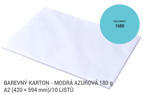 Obrázek produktu: Kreslicí karton barevný A2 - 180g - 10 ks - azurový