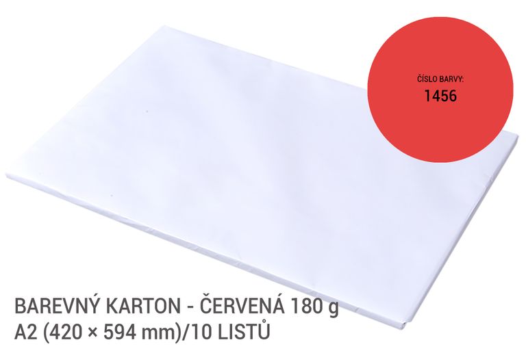 Kreslicí karton barevný A2 - 180g - 10 ks - červený