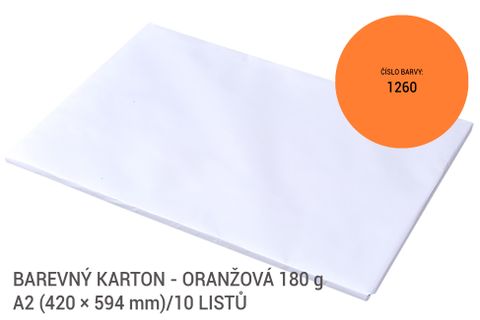 Obrázek produktu: Kreslicí karton barevný A2 - 180g - 10 ks - oranžový