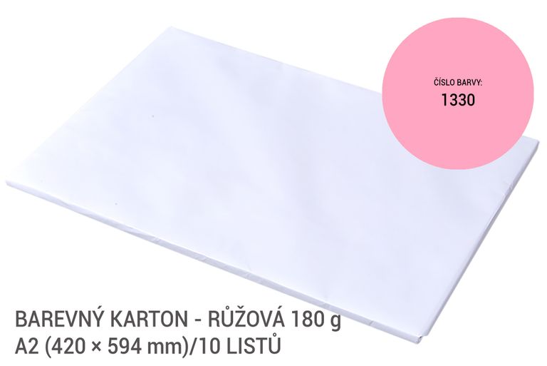 Kreslicí karton barevný A2 - 180g - 10 ks - růžový