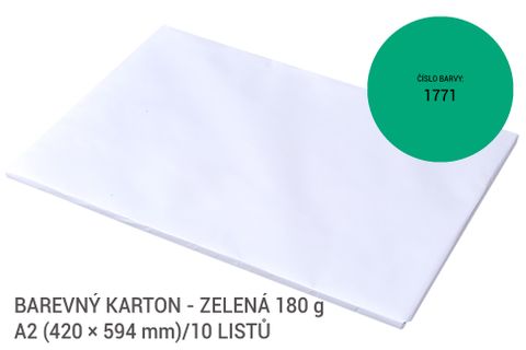 Obrázek produktu: Kreslicí karton barevný A2 - 180g - 10 ks - tmavě zelený