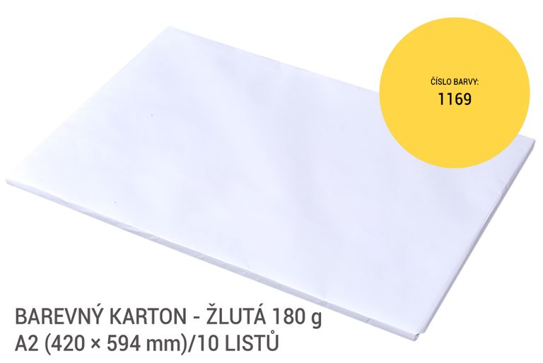 Kreslicí karton barevný A2 - 180g - 10 ks - žlutý