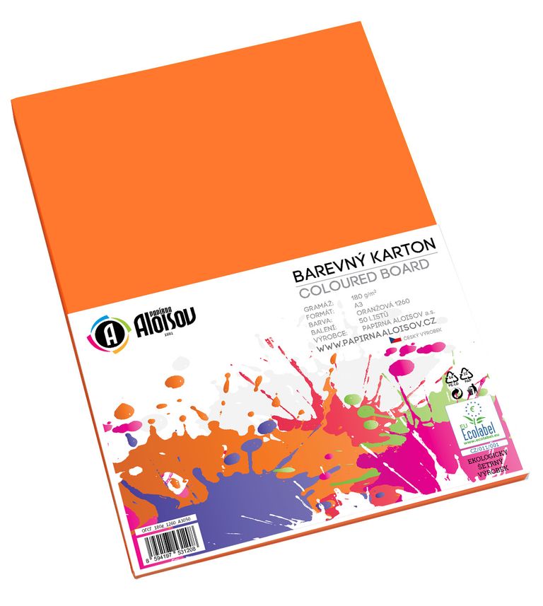 Kreslicí karton barevný A3 - 180g - 50 ks - oranžový