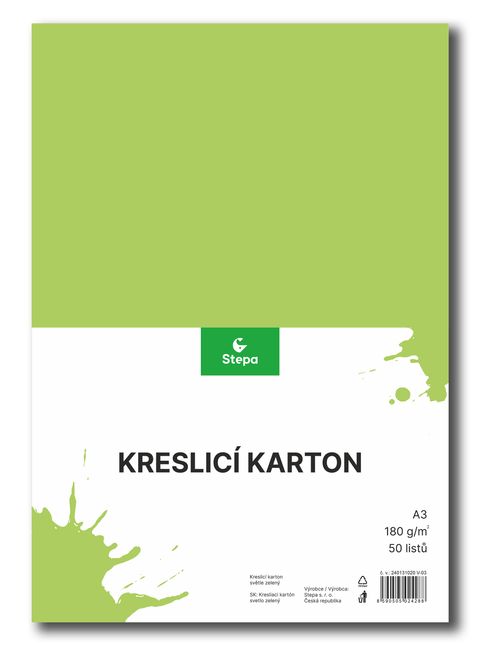 Obrázek produktu: Kreslicí karton barevný A3 - 180g - 50 ks - zelený