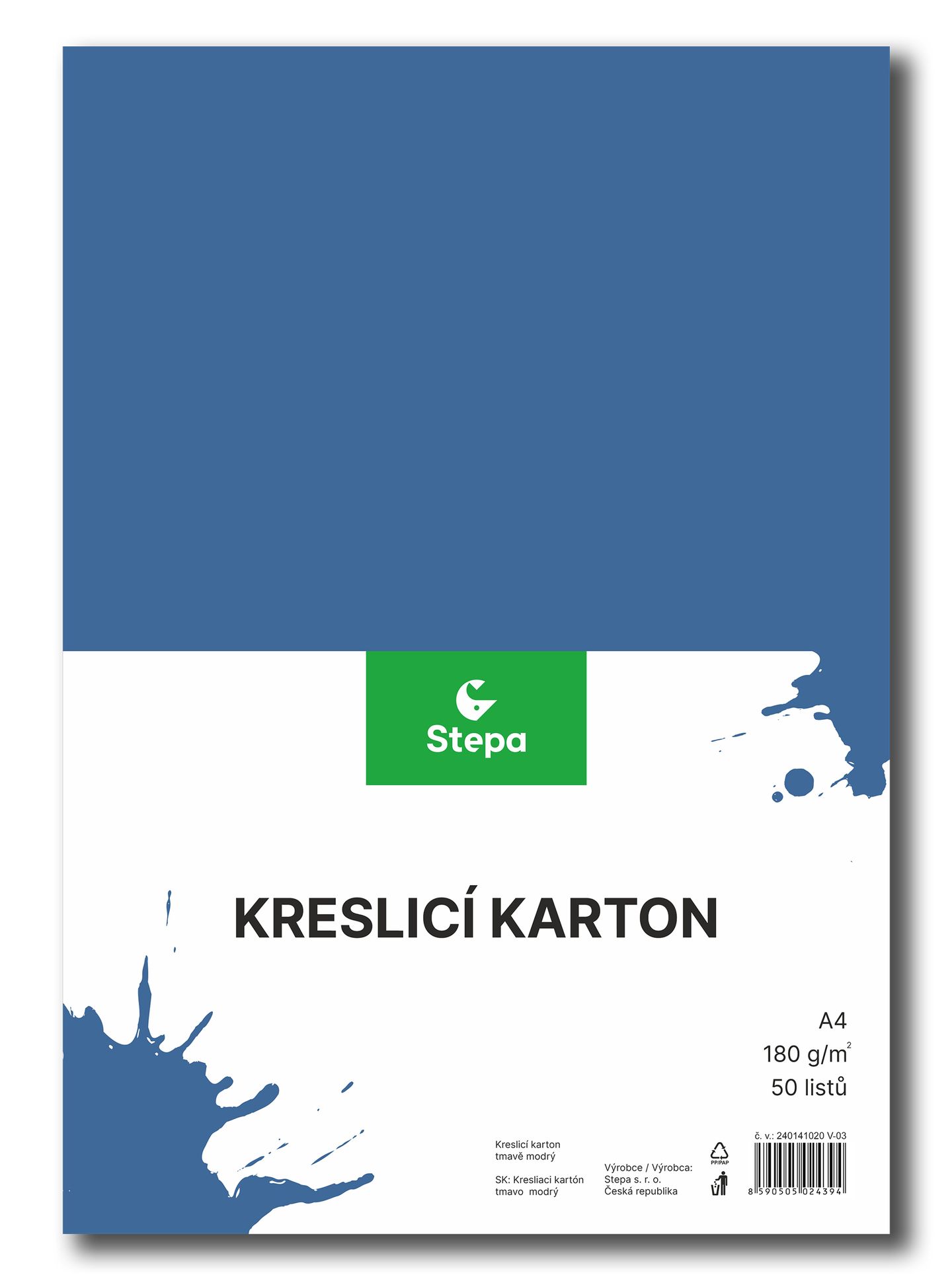 Kreslicí karton barevný A4 - 180g - 50 ks - tmavě modrý