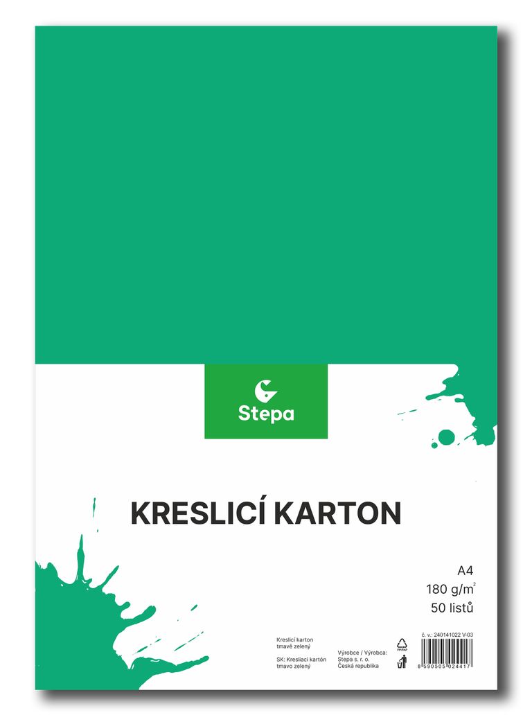 Kreslicí karton barevný A4 - 180g - 50 ks - tmavě zelený