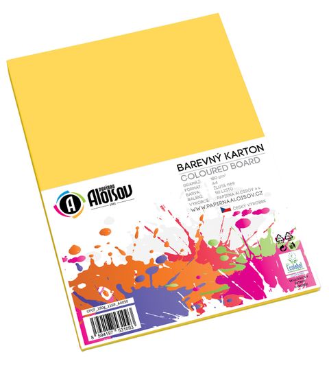 Obrázek produktu: Kreslicí karton barevný A4 - 180g - 50 ks - žlutý