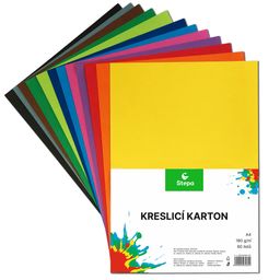Obrázek produktu: Kreslicí karton barevný A4 - 180g - 60 ks - 12 barev