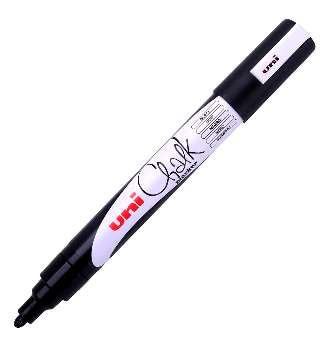 Křídový popisovač UNI s kulatým hrotem 1,8 - 2,5 mm - černý