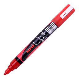 Obrázek produktu: Křídový popisovač UNI s kulatým hrotem 1,8 - 2,5 mm - červený