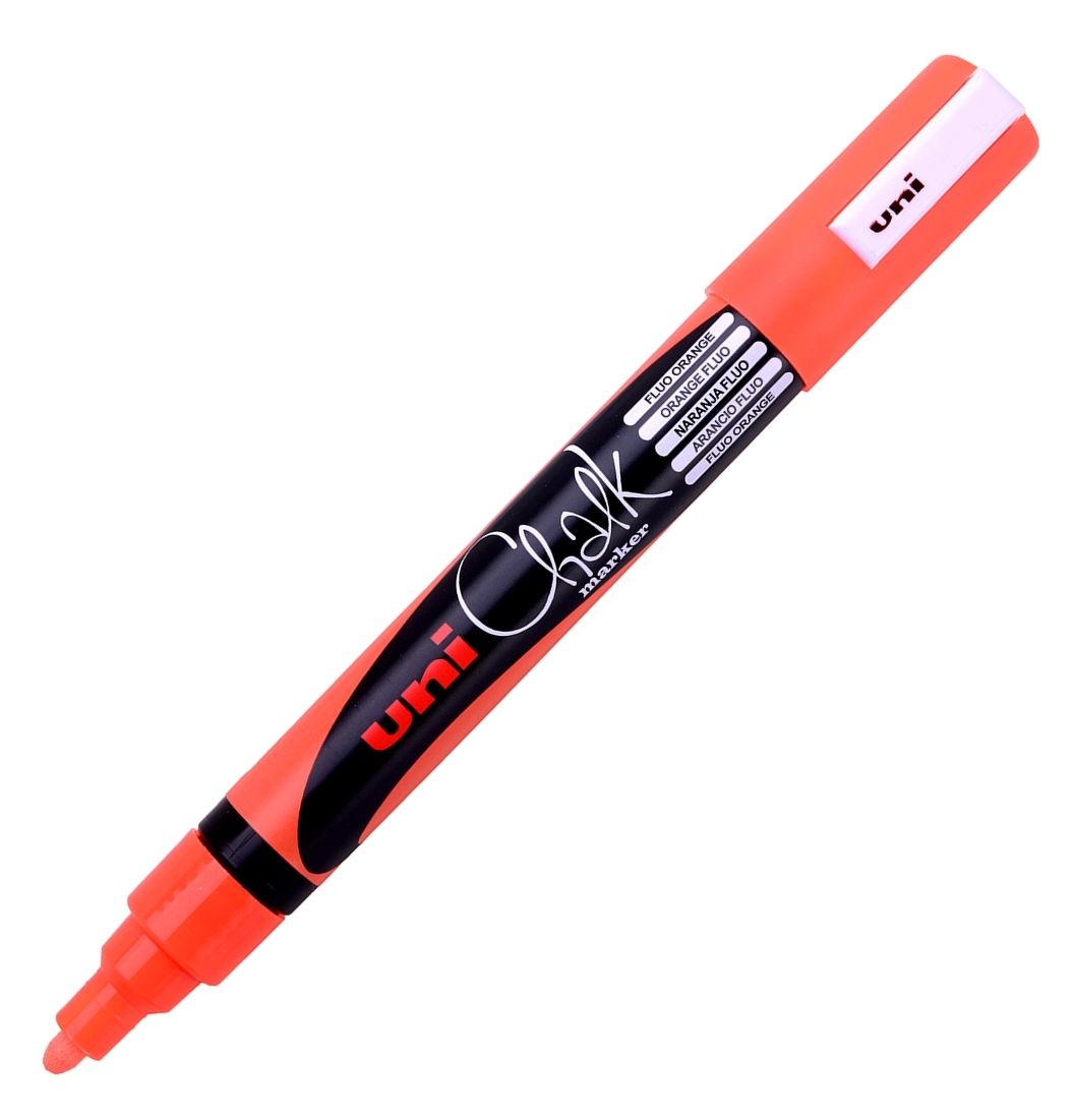 Křídový popisovač UNI s kulatým hrotem 1,8 - 2,5 mm - fluo-oranžový