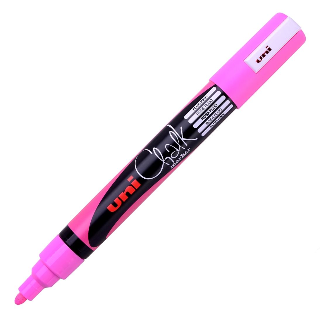 Křídový popisovač UNI s kulatým hrotem 1,8 - 2,5 mm - fluo-růžový