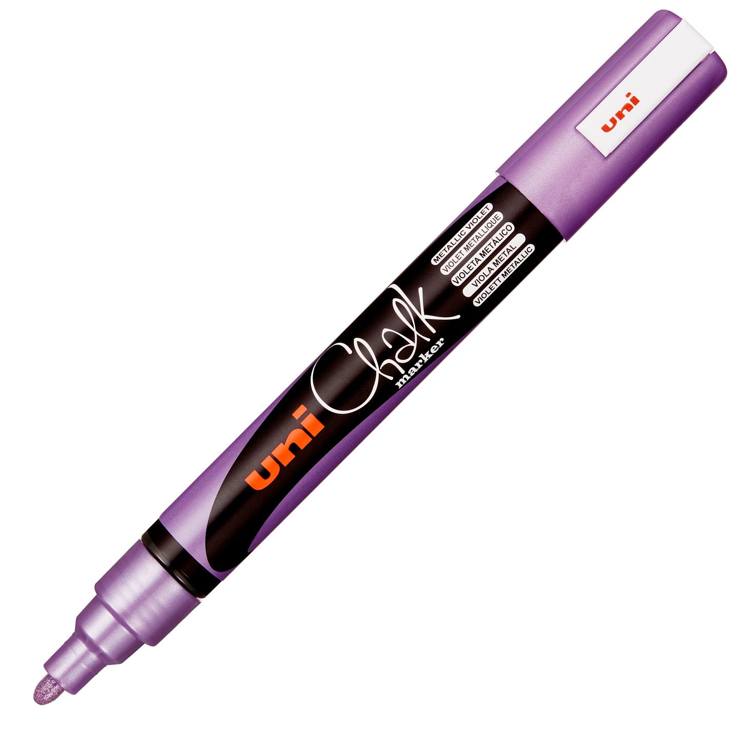 Křídový popisovač UNI s kulatým hrotem 1,8 - 2,5 mm - metalický fialový