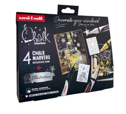 Obrázek produktu: Křídový popisovač UNI s kulatým hrotem 1,8 - 2,5 mm - vánoční sada 4 barev Nordic