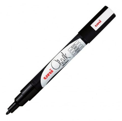 Obrázek produktu: Křídový popisovač UNI s tenkým hrotem 0,9 - 1,3 mm - černý