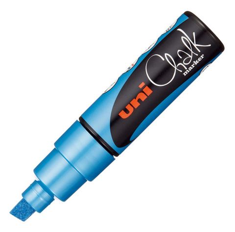 Obrázek produktu: Křídový popisovač UNI se seříznutým hrotem 8 mm - metalický modrý