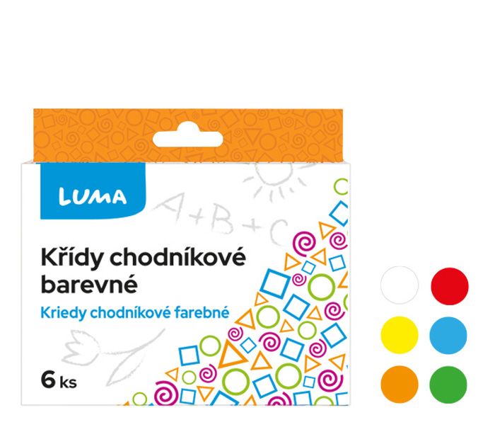Křídy chodníkové LUMA, 6 ks barevné