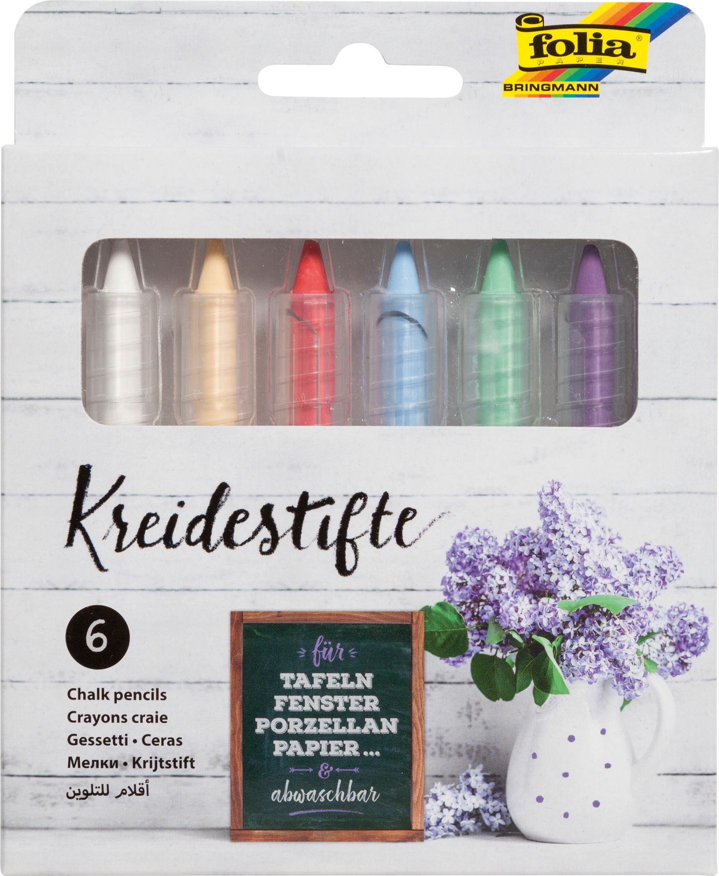 Křídy v tužce Folia, sada 6 ks