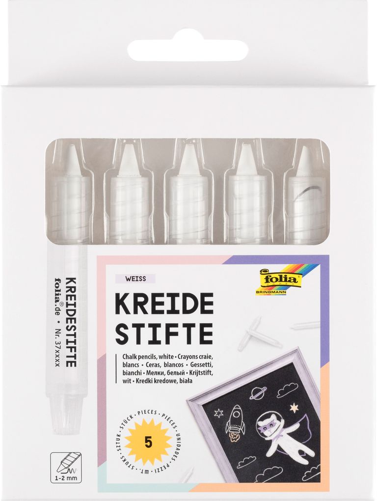 Křídy v tužce - sada - 5 ks - barva BÍLÁ