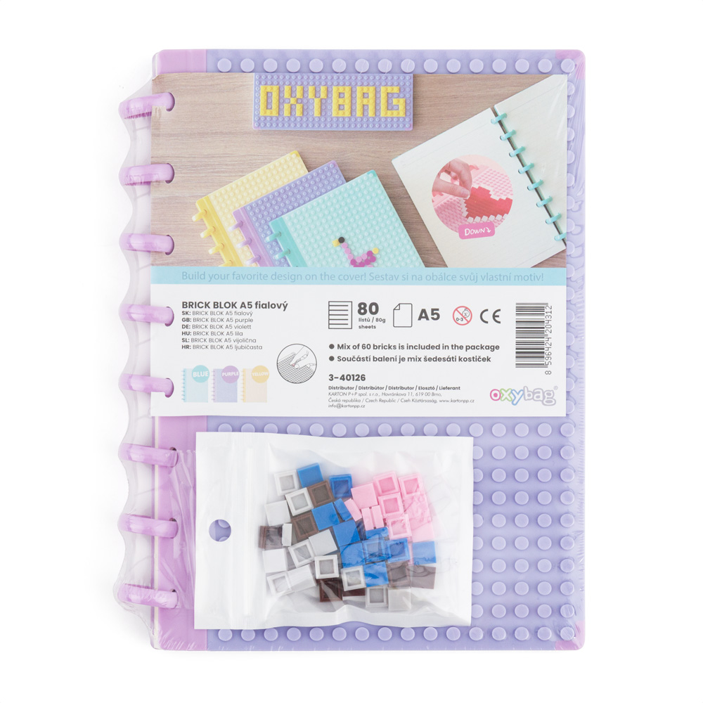 Kroužkový blok A5 Brick blok linkovaný - fialový