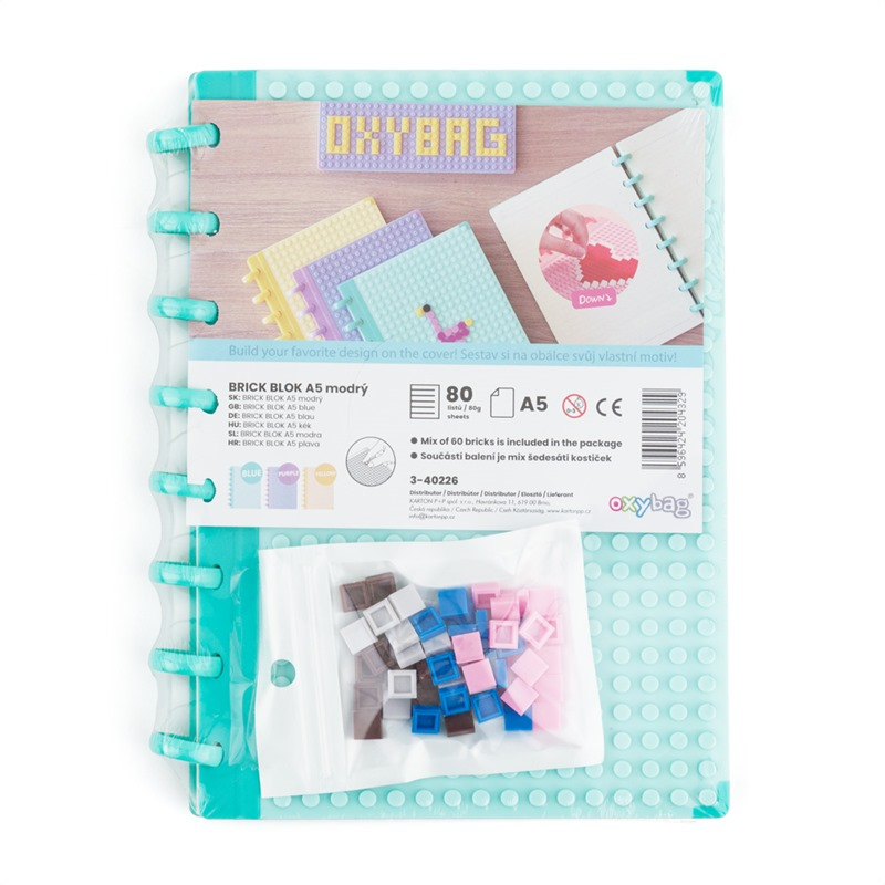 Kroužkový blok A5 Brick blok linkovaný - modrý
