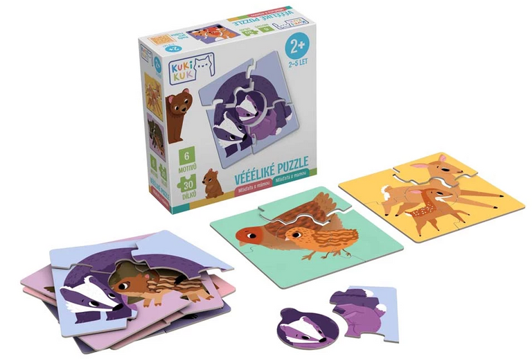 KukiKuk 80005 Véééliké puzzle Mláďata s mámou