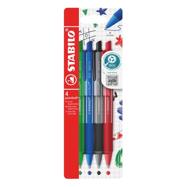Levně Kuličkové pero STABILO pointball colorful - sada 4 barev