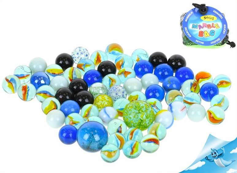 Kuličky skleněné mix 16 mm, 25 mm, 500 gr