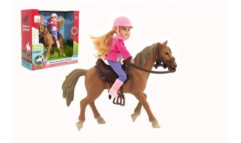 Obrázek produktu: Kůň + panenka žokejka 20 cm