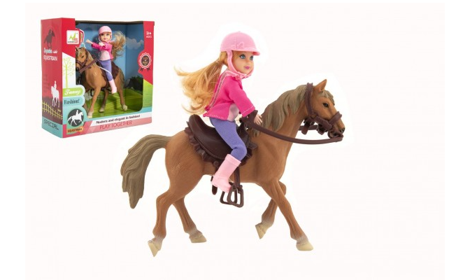 Teddies Kůň + panenka žokejka plast 20cm v krabici 23x23x9,5cm