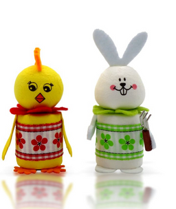 Obrázek produktu: Kuře a zajíc bílý válec / pár - sada ke složení