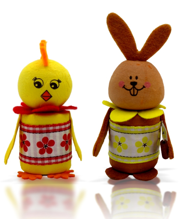 Kuře a zajíc hnědý válec / pár - sada ke složení