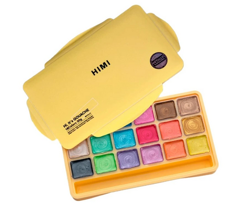 Obrázek produktu: Kvašové barvy HIMI - Jelly Cup Gouache Set - 18 barev - Metallic Edition