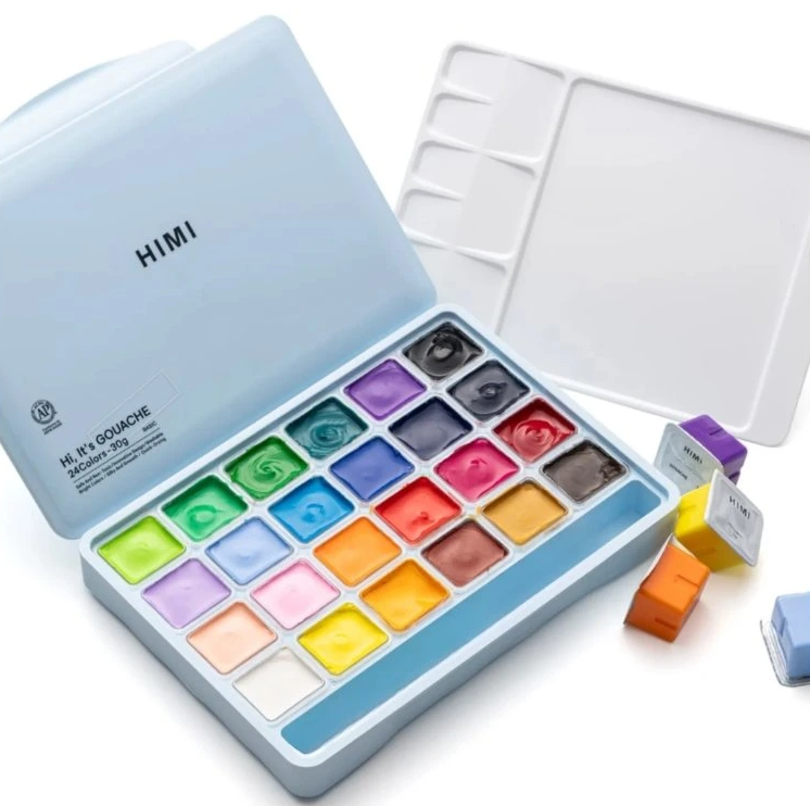 Kvašové barvy HIMI - Jelly Cup Gouache Set - 24 barev (Ice Blue Case Edition)