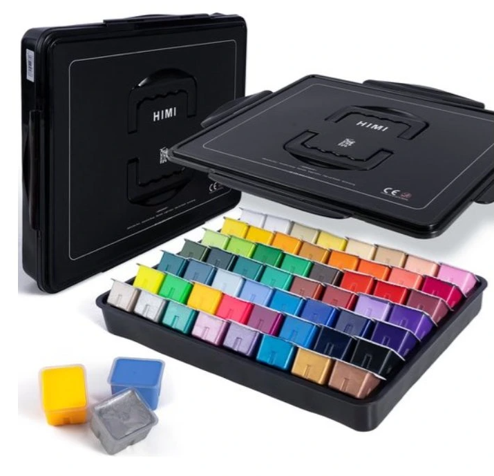 HIMI kvašové barvy - Jelly Cup Gouache Set - 56 Colours (Black Case Edition) Himi
