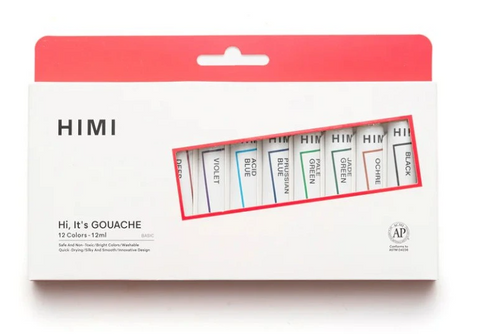 Obrázek produktu: Kvašové barvy HIMI - Tube Gouache Set - 12 barev (12 ml)