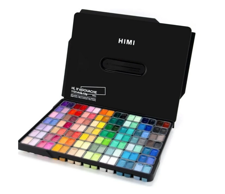 Levně Kvašové barvy HIMI - Twin Cup Gouache Set - 112 barev - Black Edition