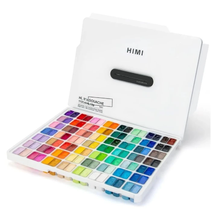 Kvašové barvy HIMI - Twin Cup Gouache Set - 112 barev - White Edition