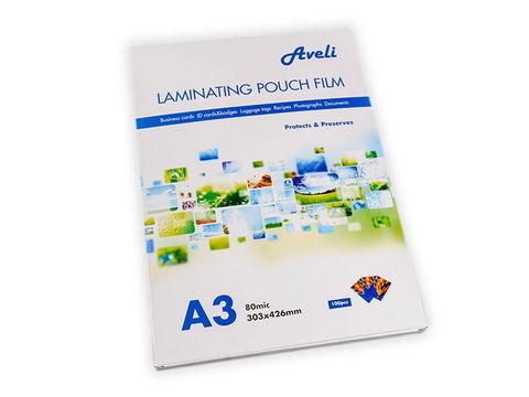 Obrázek produktu: Laminovací fólie AVELI A3/160 mic (2 × 80), lesklé - 100 ks/bal.