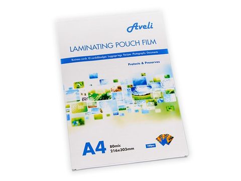 Obrázek produktu: Laminovací fólie AVELI A4/160 mic (2 × 80), lesklé - 100 ks/bal.