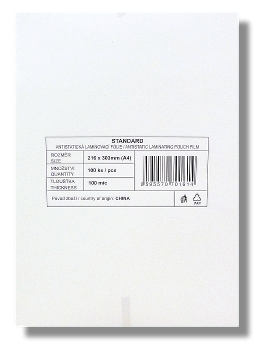 Laminovací fólie - kapsy A4, 100 mic (100 ks)