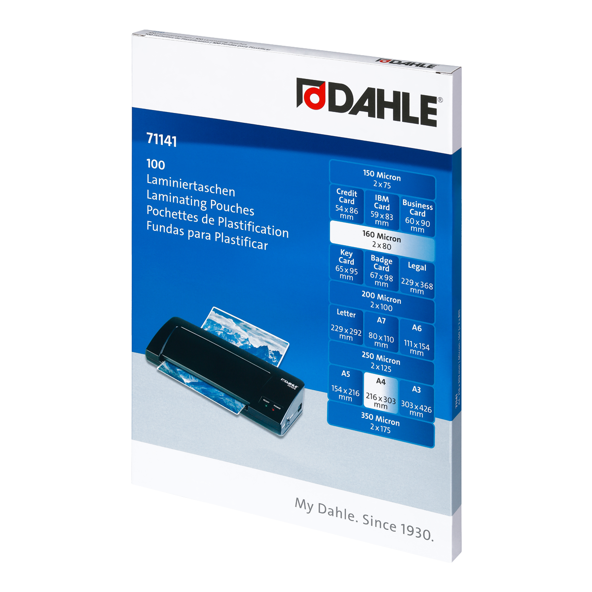Laminovací kapsy DAHLE A4 2 × 80 mic, lesklé - 100 ks