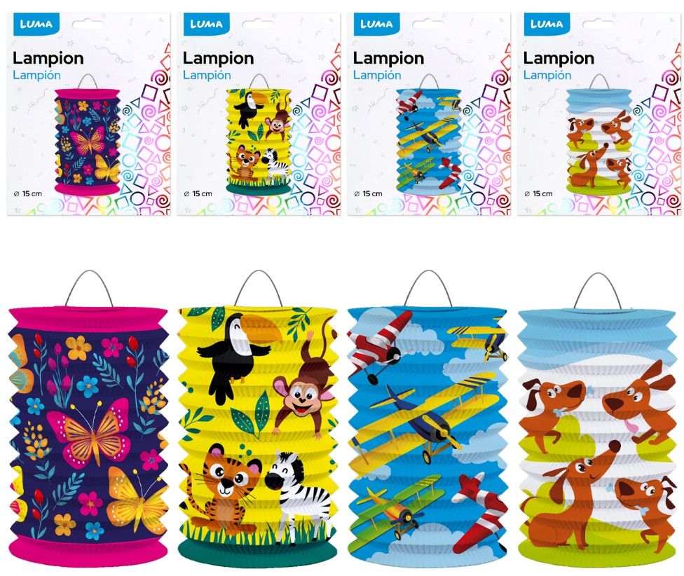 Lampion 15 cm válec dětský - mix motivů