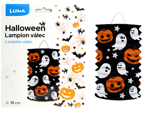 Obrázek produktu: Lampion 15 cm válec HALLOWEEN duch