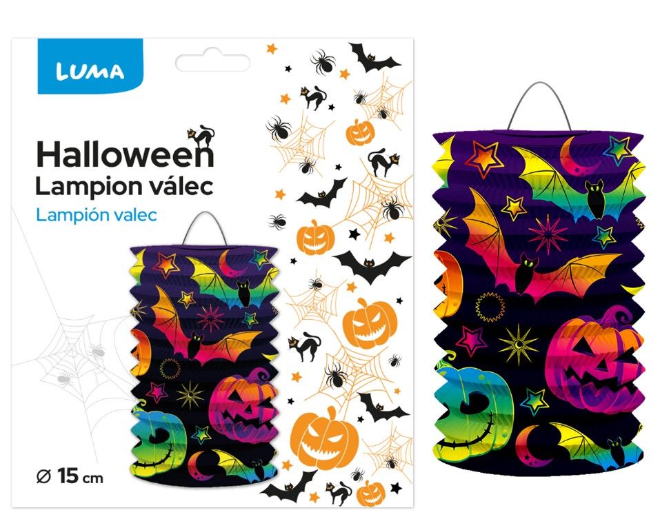 Lampion 15 cm válec HALLOWEEN dýně