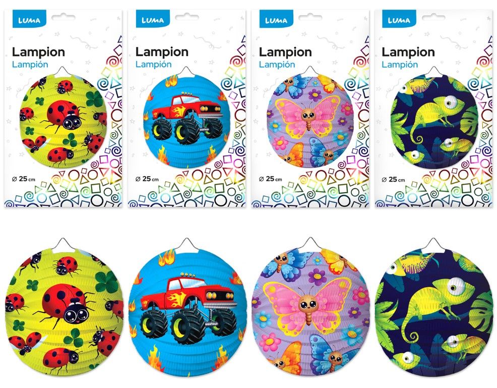 Lampion 25 cm kulatý dětský, mix motivů
