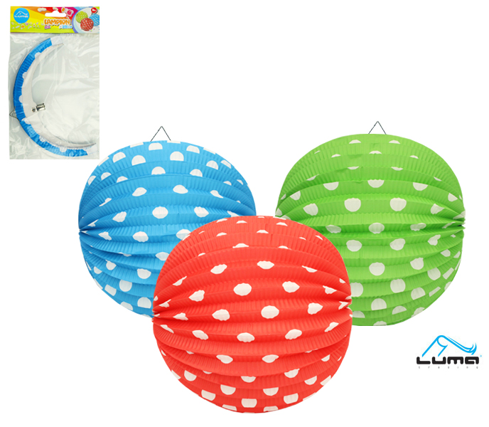 Lampion 25 cm kulatý puntík, mix barev