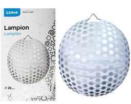 Obrázek produktu: Lampion 25 cm - kulatý puntík stříbrný