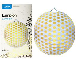 Obrázek produktu: Lampion 25 cm - kulatý puntík zlatý