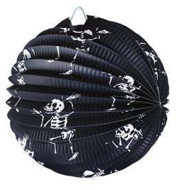 Obrázek produktu: Lampion Halloween koule černý - kostlivci - 25 cm